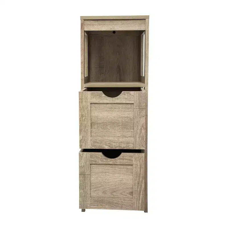 Merrick Lane 2 Drawer Bathroom Storage Cabinet Organizer with Open Display Shelf