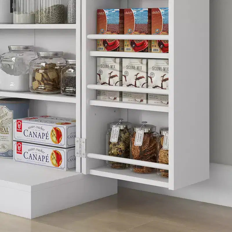 HOMCOM 41 Kitchen Pantry Storage Cabinet, Freestanding Kitchen Cabinet with Double Doors, 5-Tier Shelf, 12 Spice Racks and Adjustable Shelves