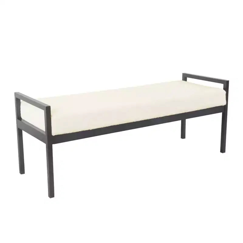 Banc moderne en fausse peau de mouton et métal