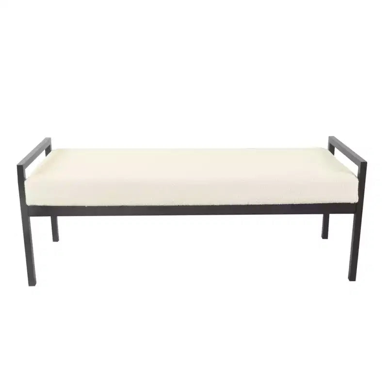 Banc moderne en fausse peau de mouton et métal
