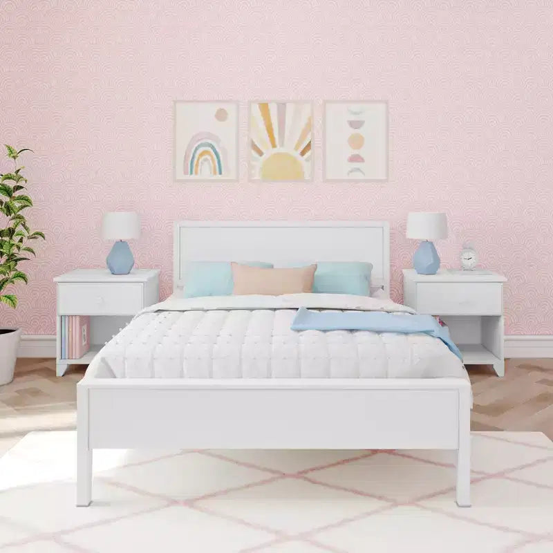 Max & Lily Full Size Bed Frame with Headboard, Solid Wood Platform Bed for Kids