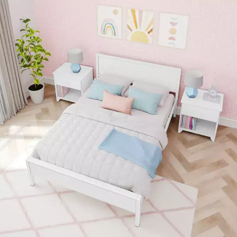 Max & Lily Full Size Bed Frame with Headboard, Solid Wood Platform Bed for Kids