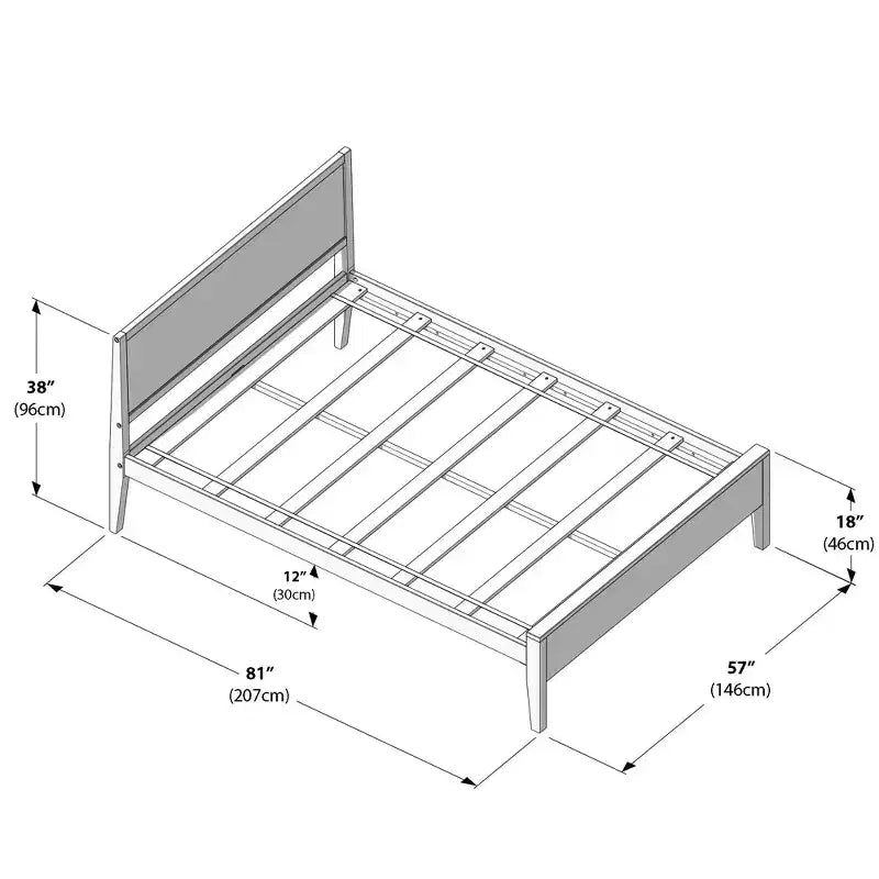 Max & Lily Full Size Bed Frame with Headboard, Solid Wood Platform Bed for Kids