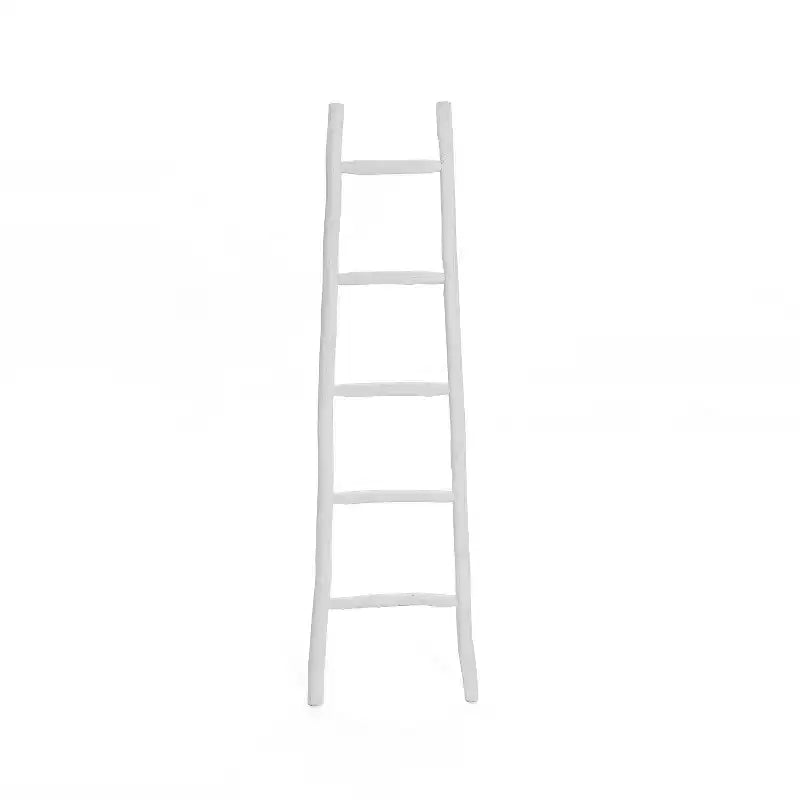 LuxenHome White Solid Wood 5-Rung Blanket Ladder