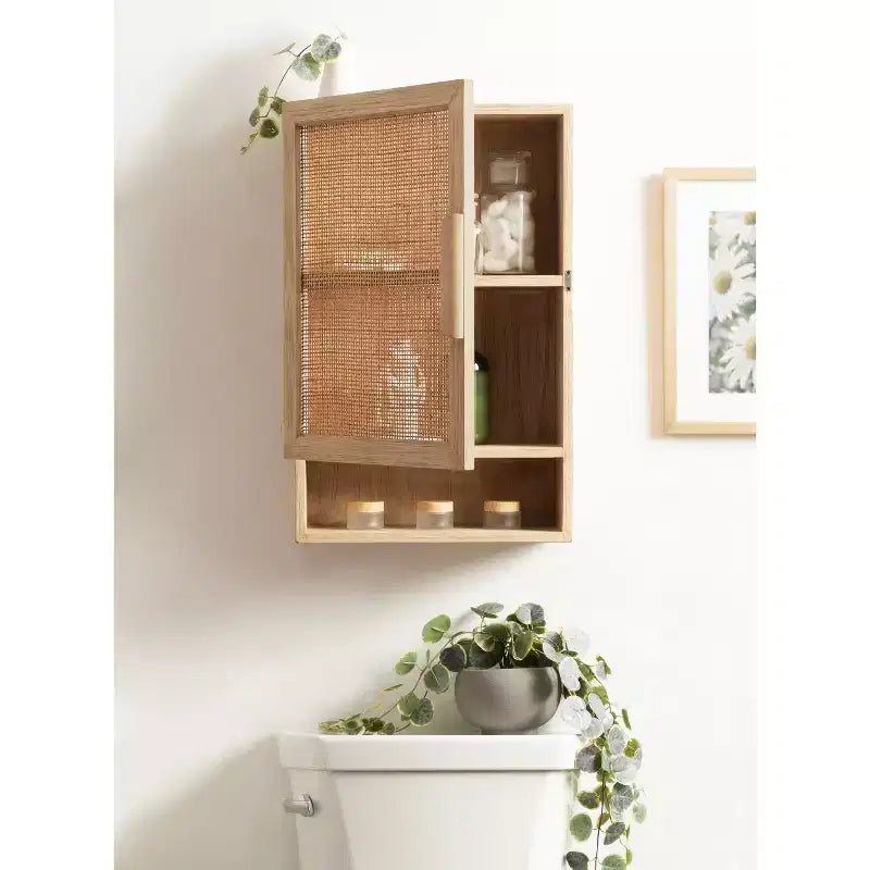 Kate & Laurel All Things Decor Ori Rattan Wall Cabinet Natural