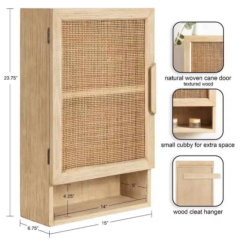 Kate & Laurel All Things Decor Ori Rattan Wall Cabinet Natural