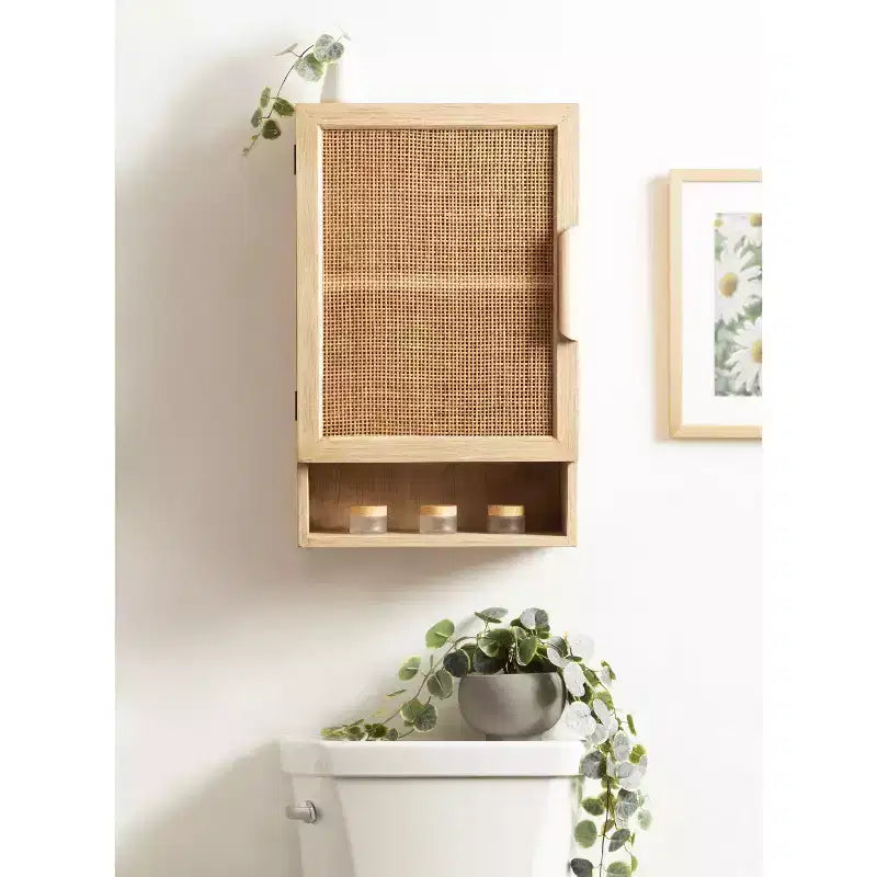 Kate & Laurel All Things Decor Ori Rattan Wall Cabinet Natural
