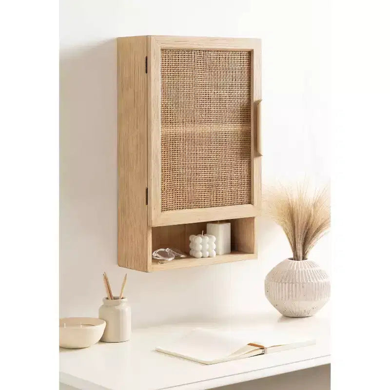 Kate & Laurel All Things Decor Ori Rattan Wall Cabinet Natural