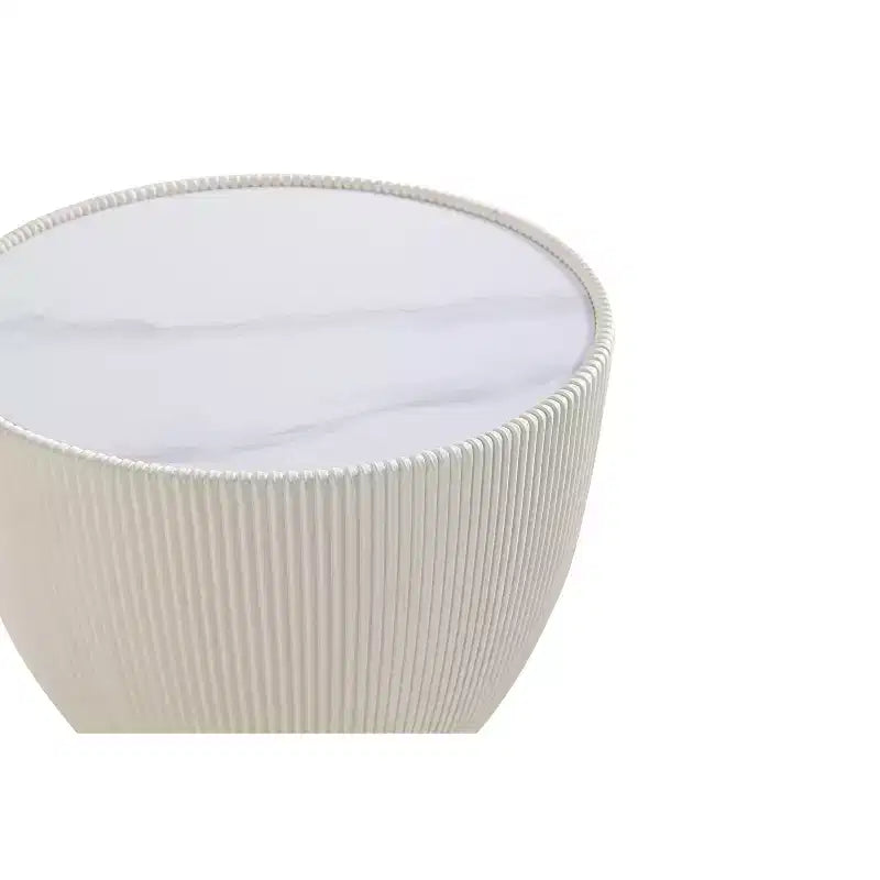 Manhattan Comfort Anderson Modern Leatherette Upholstered End Table with Ceramic Faux Marble Tabletop