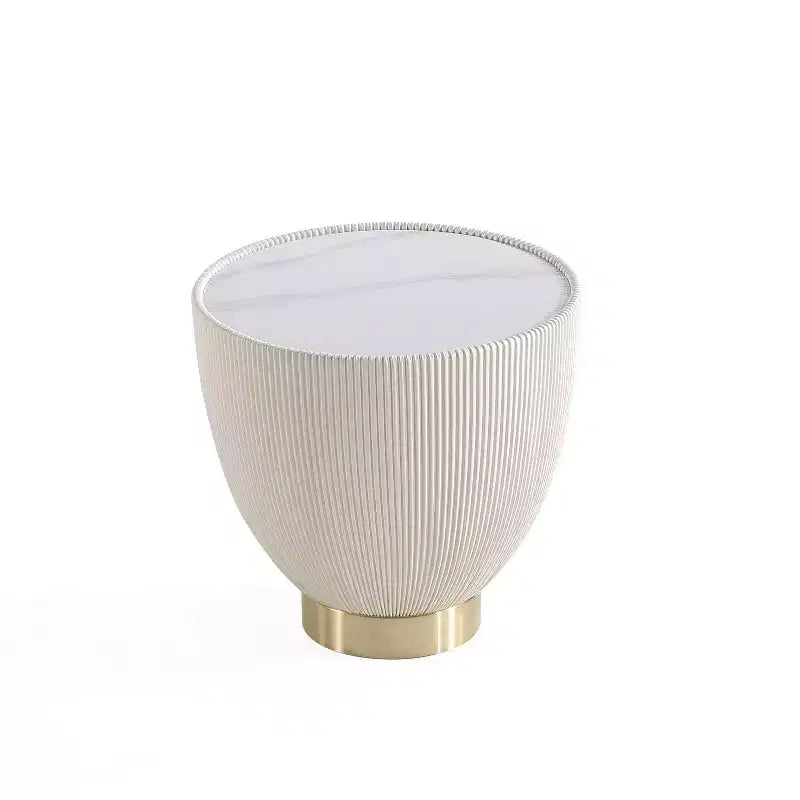 Manhattan Comfort Anderson Modern Leatherette Upholstered End Table with Ceramic Faux Marble Tabletop