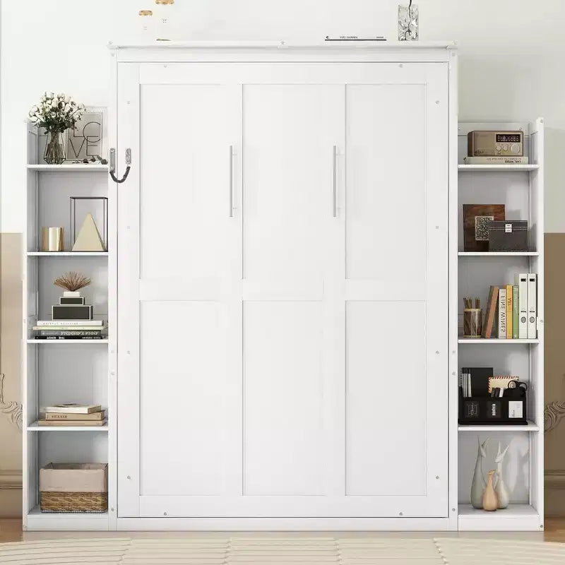 Full/Queen Size Murphy Bed/Wall Bed with Shelves and LED Lights 4A - ModernLuxe
