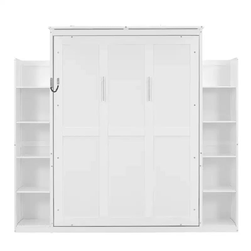 Full/Queen Size Murphy Bed/Wall Bed with Shelves and LED Lights 4A - ModernLuxe