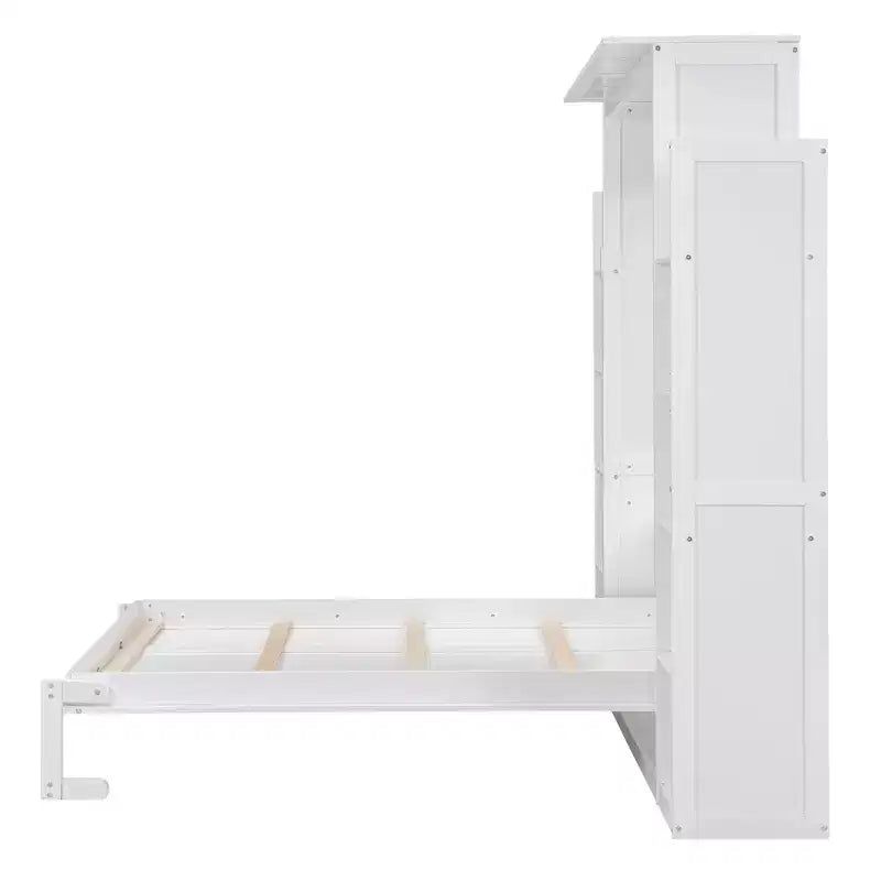 Full/Queen Size Murphy Bed/Wall Bed with Shelves and LED Lights 4A - ModernLuxe