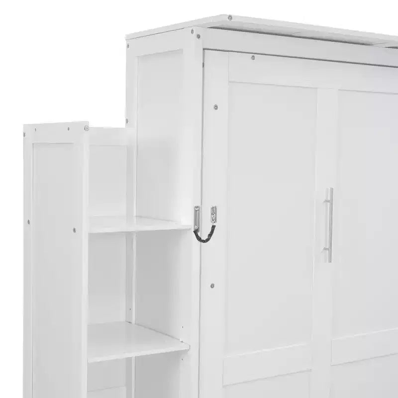 Full/Queen Size Murphy Bed/Wall Bed with Shelves and LED Lights 4A - ModernLuxe