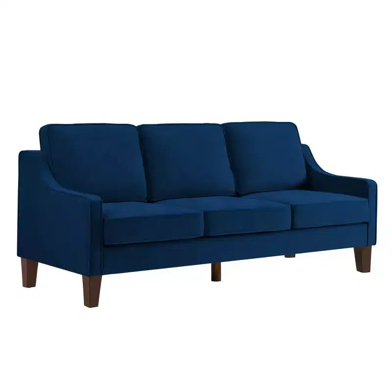 Single/Loveseat/3-Piece Seat Upholstered Sofa Chair/Couch with Scooped Armrest and Wooden Legs, Navy/Black/Taupe, 4W-ModernLuxe