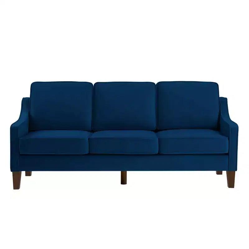 Single/Loveseat/3-Piece Seat Upholstered Sofa Chair/Couch with Scooped Armrest and Wooden Legs, Navy/Black/Taupe, 4W-ModernLuxe