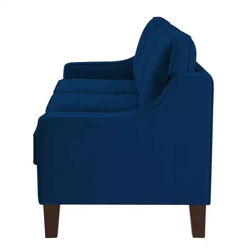Single/Loveseat/3-Piece Seat Upholstered Sofa Chair/Couch with Scooped Armrest and Wooden Legs, Navy/Black/Taupe, 4W-ModernLuxe