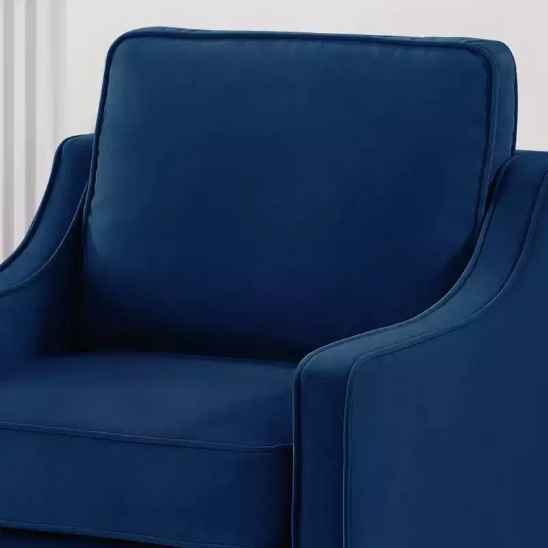Single/Loveseat/3-Piece Seat Upholstered Sofa Chair/Couch with Scooped Armrest and Wooden Legs, Navy/Black/Taupe, 4W-ModernLuxe