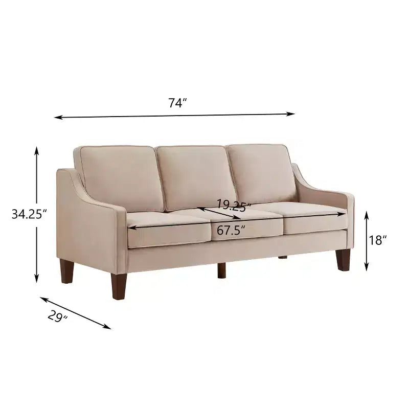 Single/Loveseat/3-Piece Seat Upholstered Sofa Chair/Couch with Scooped Armrest and Wooden Legs, Navy/Black/Taupe, 4W-ModernLuxe