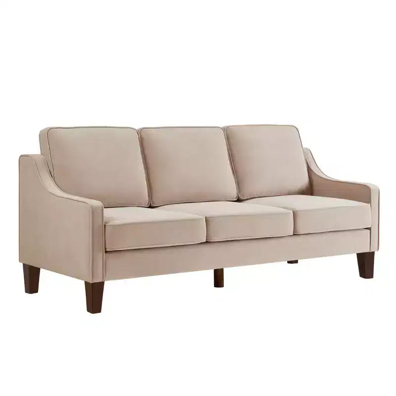 Single/Loveseat/3-Piece Seat Upholstered Sofa Chair/Couch with Scooped Armrest and Wooden Legs, Navy/Black/Taupe, 4W-ModernLuxe