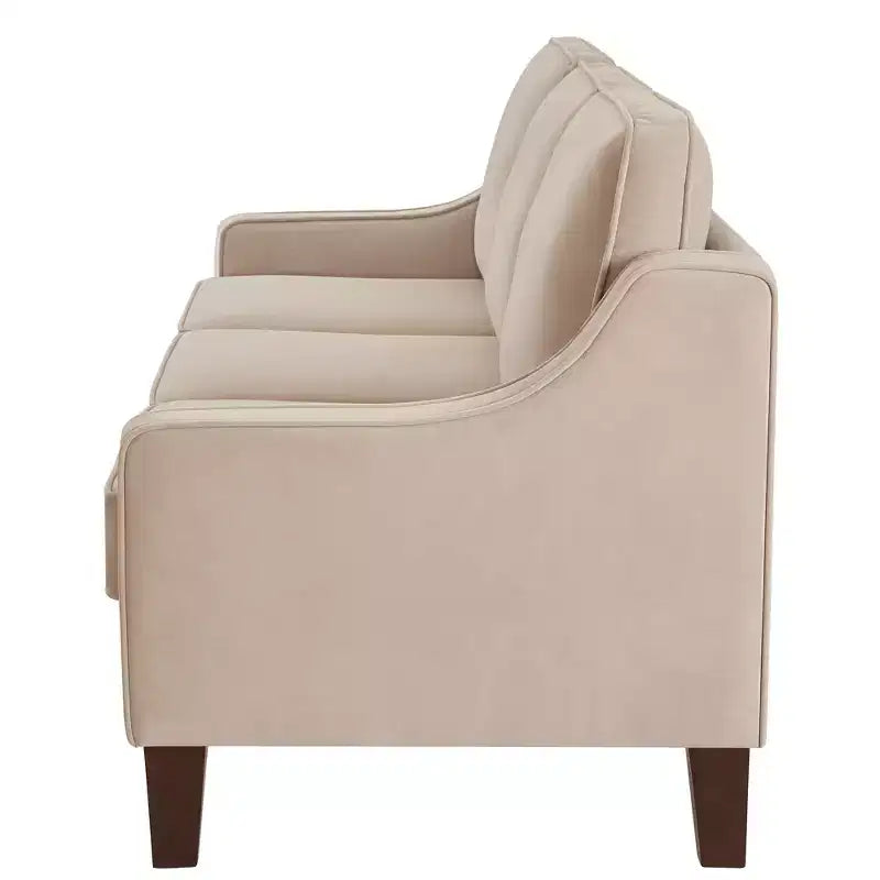 Single/Loveseat/3-Piece Seat Upholstered Sofa Chair/Couch with Scooped Armrest and Wooden Legs, Navy/Black/Taupe, 4W-ModernLuxe