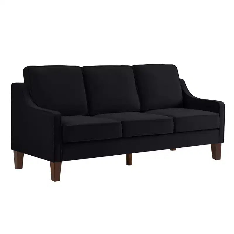 Single/Loveseat/3-Piece Seat Upholstered Sofa Chair/Couch with Scooped Armrest and Wooden Legs, Navy/Black/Taupe, 4W-ModernLuxe