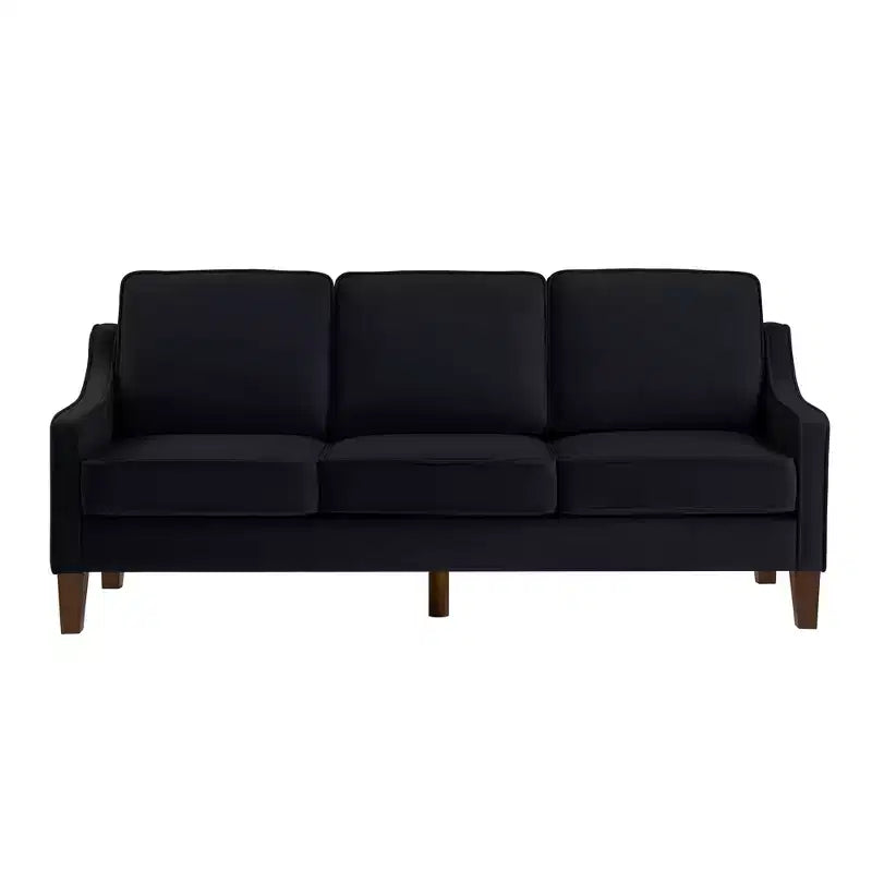 Single/Loveseat/3-Piece Seat Upholstered Sofa Chair/Couch with Scooped Armrest and Wooden Legs, Navy/Black/Taupe, 4W-ModernLuxe