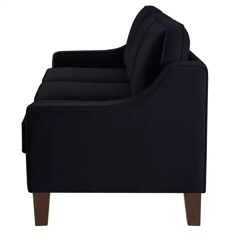 Single/Loveseat/3-Piece Seat Upholstered Sofa Chair/Couch with Scooped Armrest and Wooden Legs, Navy/Black/Taupe, 4W-ModernLuxe