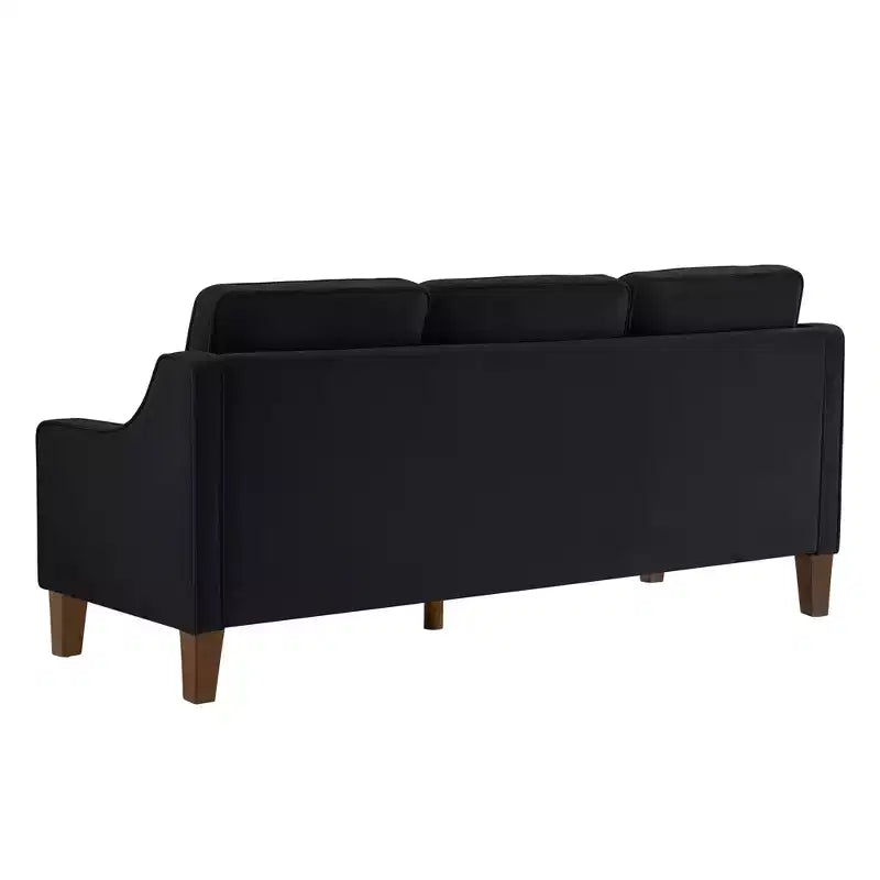 Single/Loveseat/3-Piece Seat Upholstered Sofa Chair/Couch with Scooped Armrest and Wooden Legs, Navy/Black/Taupe, 4W-ModernLuxe