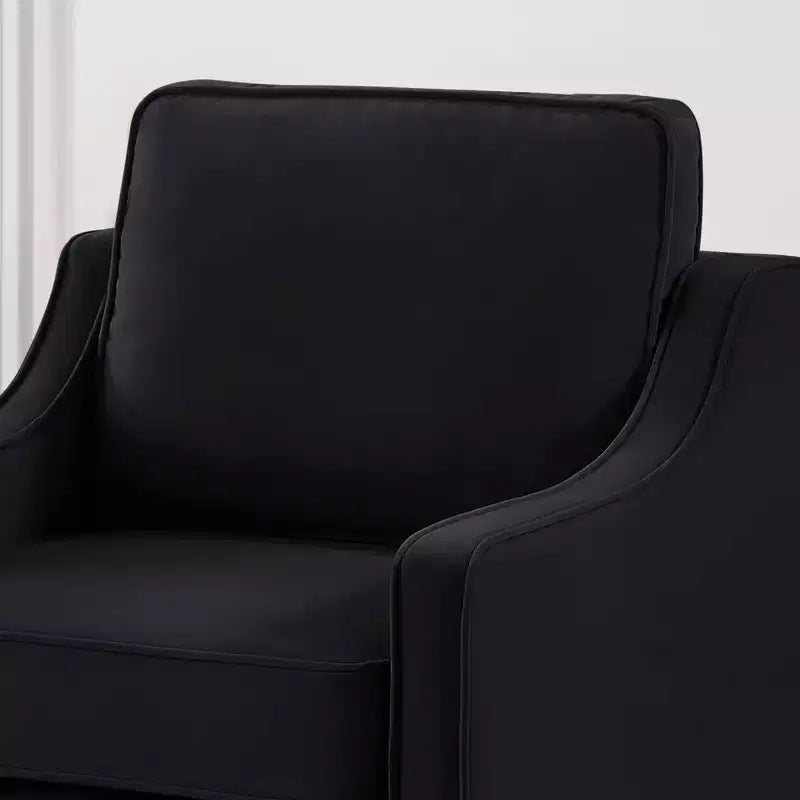 Single/Loveseat/3-Piece Seat Upholstered Sofa Chair/Couch with Scooped Armrest and Wooden Legs, Navy/Black/Taupe, 4W-ModernLuxe