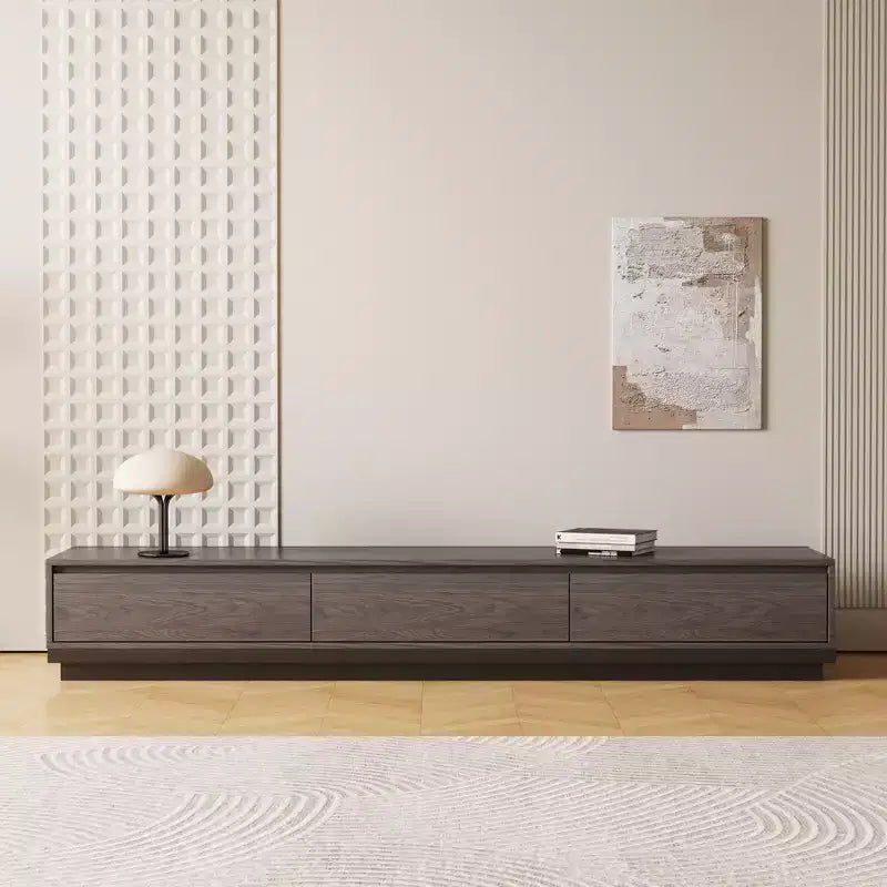 Luck Live Contemporary 78.7in modern expandable TV stand in Dark Walnut, media console with 3 drawers