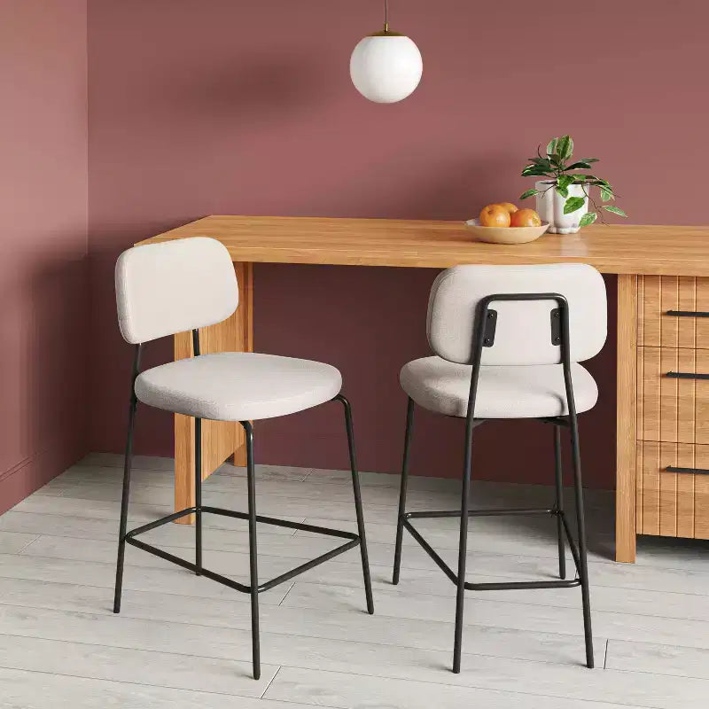 24 Upholstered with Metal Base Counter Height Barstool with Footrest - Room Essentials